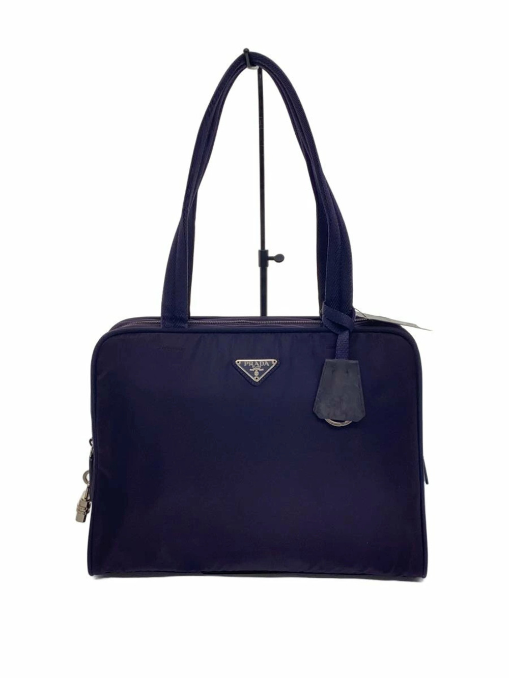 Prada Tessuto tote bag purple Blue logo dual top handles